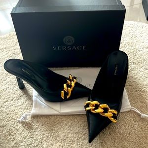 Versace Mule Sabot T.85 Nappa Nero-Oro Size 38